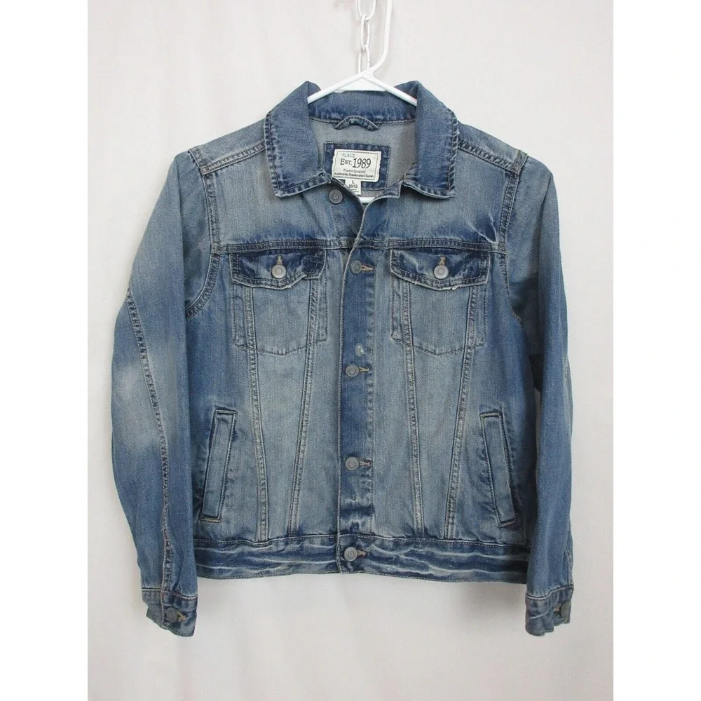 THE CHILDREN'S PLACE Jean Jacket  Large 10-12 Girls  DISTRESSED‎